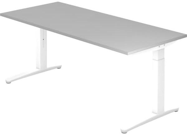 'XB19' Schreibtisch, C-Fuß, 180x80cm, Grau / Weiß