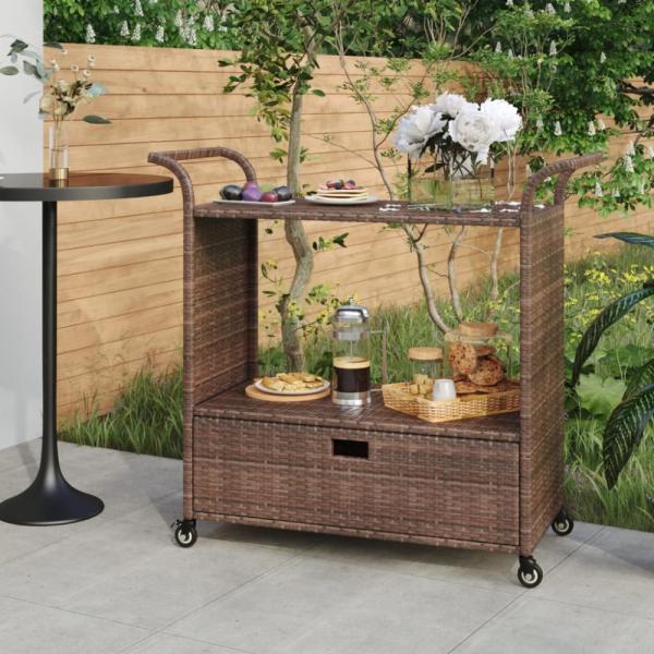 vidaXL Barwagen mit Schublade Braun 100x45x97 cm Poly Rattan