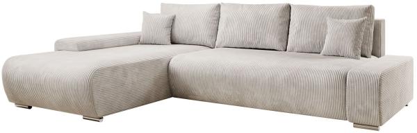 Juskys Sofa Iseo Links mit Schlaffunktion - Stoff Couch L Form für Wohnzimmer, bequem, ausziehbar - Schlafsofa Ecksofa Eckcouch Schlafcouch Beige