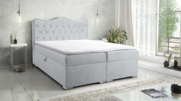 Boxspringbett Schlafzimmerbett SULTAN New in Stoff Velvet X Hellgrau 200x200cm