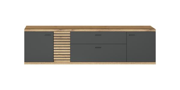 TV-Lowboard Norris in grau und Eiche Evoke 200 cm