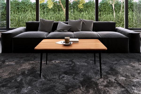 Couchtisch Tula aus Kernbuche massiv 60x80x48 mit schwarzen Metallbeinen