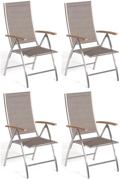 Sonnenpartner 4x Klappsessel Paragon Edelstahl/Textilen taupe Klapp-Sessel Klappstuhl