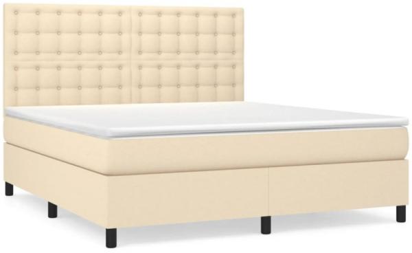 vidaXL Boxspringbett mit Matratze Creme 160x200 cm Stoff