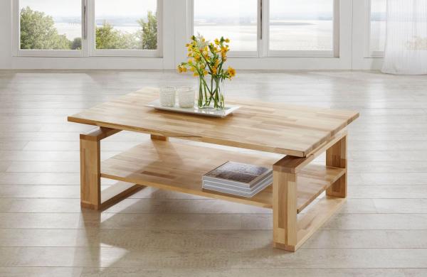 Couchtisch Tisch ALEX Eiche vollmassiv / Echtholz 120 x 80 cm