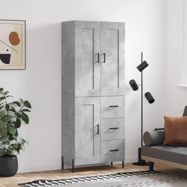 vidaXL Highboard Betongrau 69,5x34x180 cm Holzwerkstoff