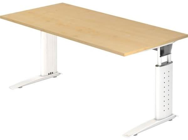 Schreibtisch US16 C-Fuß 160x80cm Ahorn Gestellfarbe: Weiß