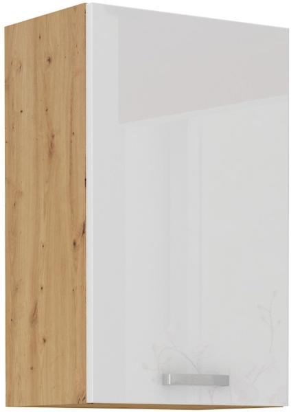 Hängeschrank 50 cm Eiche Artisan + Weiß Hochglanz Küchenzeile Küchenblock Küche