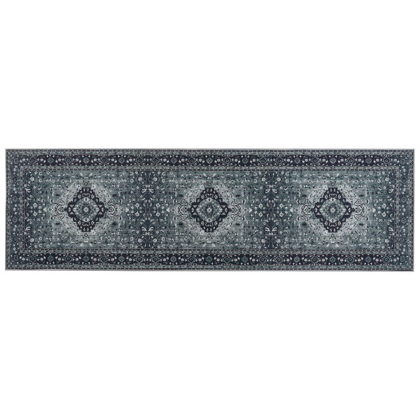 Teppich grau orientalisches Muster 60 x 200 cm Kurzflor VADKADAM