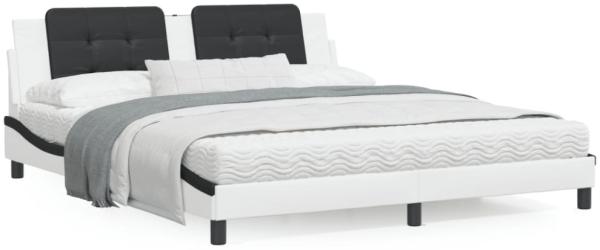 vidaXL Bett mit Matratze Weiß und Schwarz 180x200 cm Kunstleder