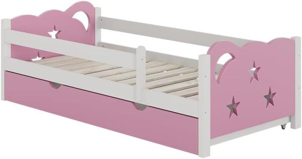 Livinity 'Jessica' Kinderbett, inkl. Bettschublade, Rausfallschutz, Weiß/Pink, 160x80 cm, modern