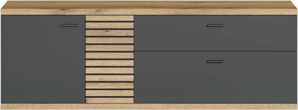 TV-Lowboard Norris in grau und Eiche Evoke 157 cm