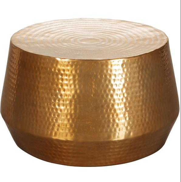 Wohnling Couchtisch MARESH 60 x 36 x 60 cm Aluminium Beistelltisch Orientalisch rund, Gold