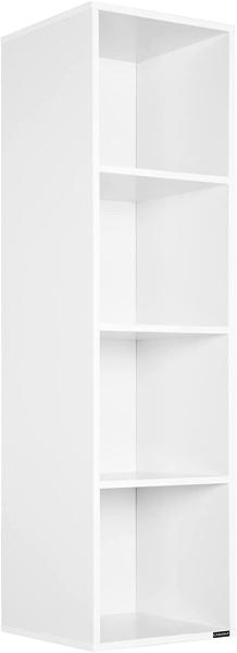 Casaria Bücherregal mit 4 Fächer 106x30x30cm Kippschutz Bodenschoner 40kg Belastbarkeit Wohnzimmer Schlafzimmer Büro Regal Standregal Würfelregal Weiß