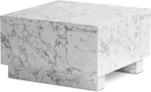 FineBuy Couchtisch MONOBLOC 60x60x35 cm Hochglanz mit Marmor Optik, Wohnzimmertisch Cube Quadratisch, Design Sofatisch, Lounge Kaffeetisch Würfel-Form Weiß