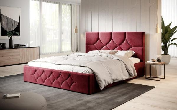 Designer Polsterbett Havana mit Stauraum 160x200 Bordeaux 34