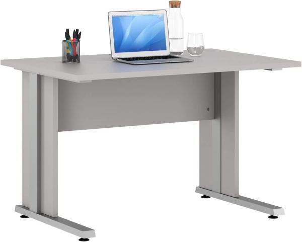 Schreibtisch >HOMEBASE< (HxT: 75x80 cm) in platingrau - Alu-Optik