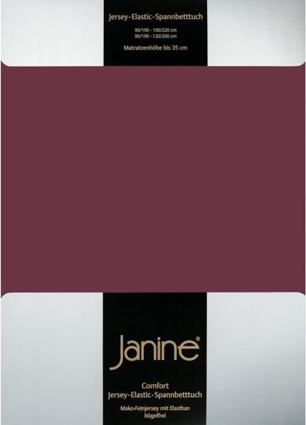 Janine Design Jersey Elastic Spannbetttuch Burgund, 90x190 cm - 100x220 cm