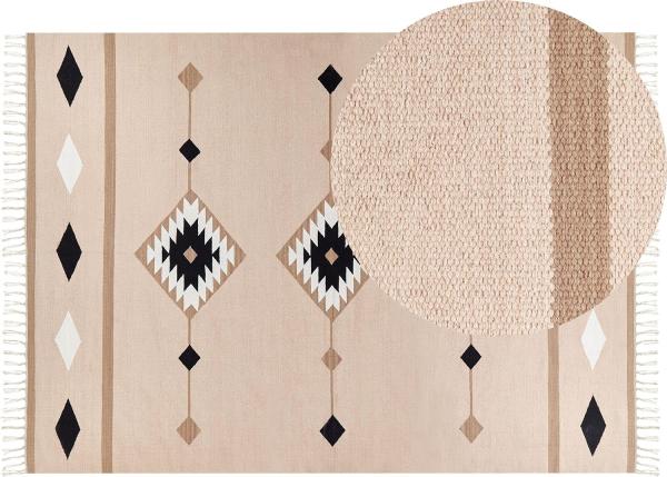 Kelim Teppich Baumwolle mehrfarbig 200 x 300 cm geometrisches Muster Kurzflor BERDIK