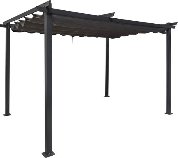 osoltus 3x3 Pergola mit ausziehbarem Dach Terrassenüberdachung mit Schiebedach