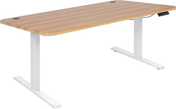 Schreibtisch HWC-D40, Computertisch, elektrisch höhenverstellbar 160x80cm 53kg ~ Eiche-Dekor, weiß