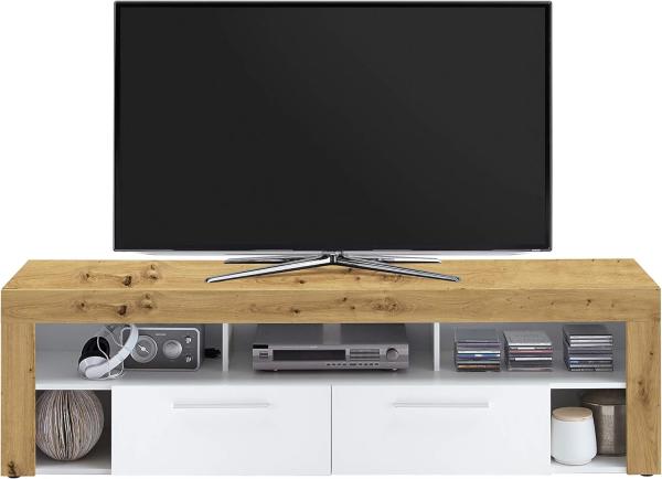 FMD Möbel - VIBIO 2 - TV/Hifi Lowboard - melaminharzbeschichtete Spanplatte - Artisan Oak Nb/weiß - 180 x 52,8 x 41,3cm