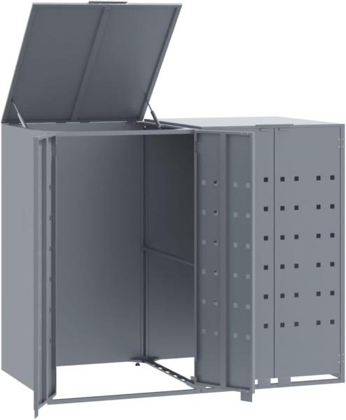 Mülltonnenbox für 2 Tonnen Grau 138x79x117 cm Stahl 3279987