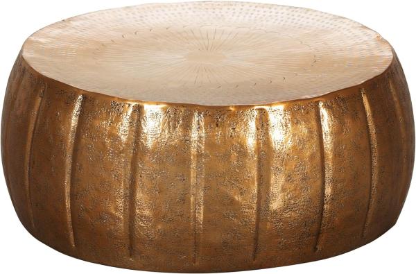 Wohnling Couchtisch JAMALI 72x31x72cm Aluminium Beistelltisch orientalisch rund, Gold