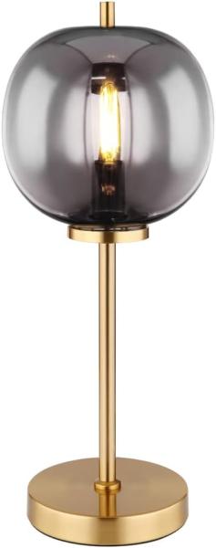 GLOBO Tischlampe Wohnzimmer Tischleuchte Messing gold Rauchglas Glas 15345TMM
