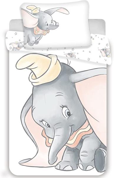 Disney Bettwäsche Set Dumbo Grey 100 x 135 Bettdecke + 40 x 60 cm Kopfkissen, 100% Baumwolle