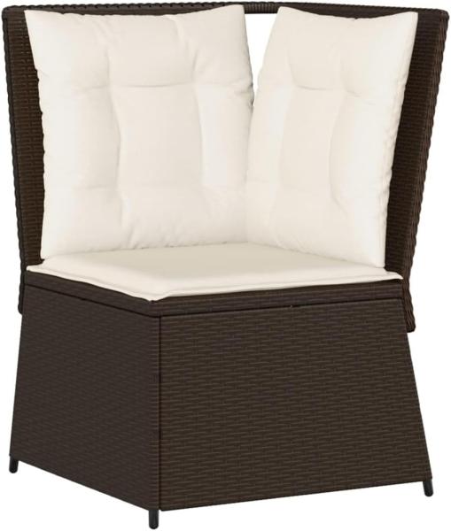 Garten-Ecksofa mit Kissen Braun Poly Rattan 368983