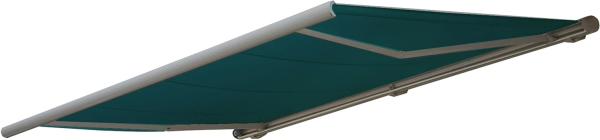 Elektrische Kassettenmarkise T122, Markise Vollkassette 4x3m ~ Polyester blau-grün, Rahmen grau