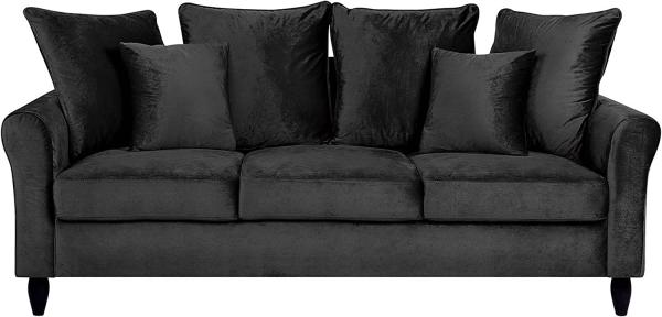 3-Sitzer Sofa Samtstoff schwarz BORNHOLM