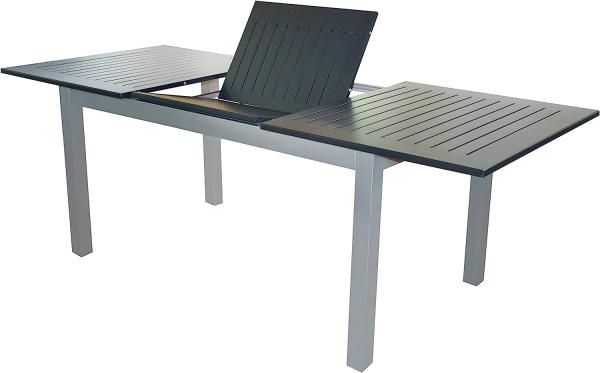 Doppler ausziehbarer Alu Gartentisch "Calgary", silber,220 (280) x 100 x 75 cm (L x B x H)