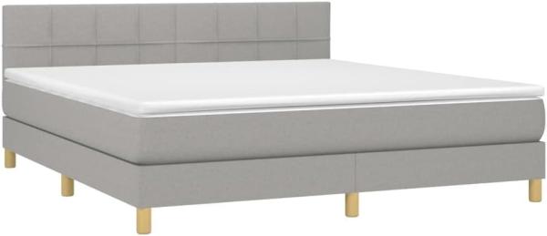 vidaXL Boxspringbett mit Matratze Hellgrau 180x200 cm Stoff