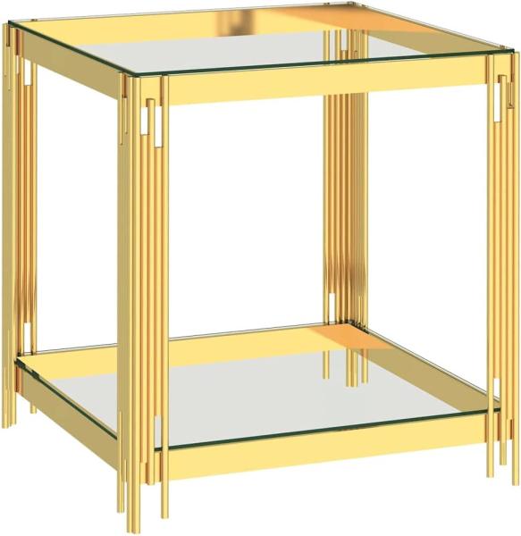 vidaXL Couchtisch Golden 55x55x55 cm Edelstahl und Glas [289028]