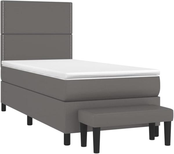 Boxspringbett mit Matratze Grau 80x200 cm Kunstleder