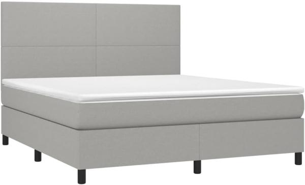 vidaXL Boxspringbett mit Matratze Hellgrau 180x200 cm Stoff, Härtegrad: H2 [3141633]