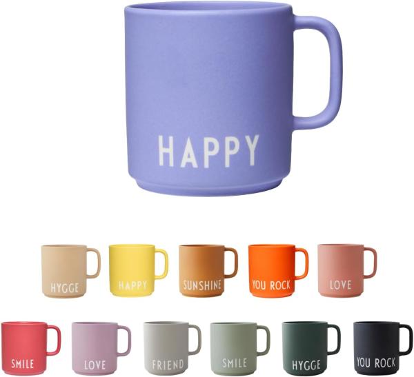 Design Letters Becher mit Henkel Favourite Cup Happy Pale Iris 10101008PAIRIHAPPY