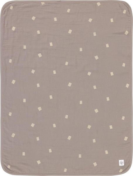 LÄSSIG Mull Babydecke Krabbeldecke Kuscheldecke GOTS zertifiziert/Muslin Blanket 75 x 100 cm Spots taupe