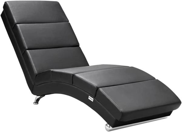 Casaria 'London' Relaxliege XXL mit hoher Rückenlehne und ergonomisch, Kunstleder schwarz, 186 x 55 x 89 cm