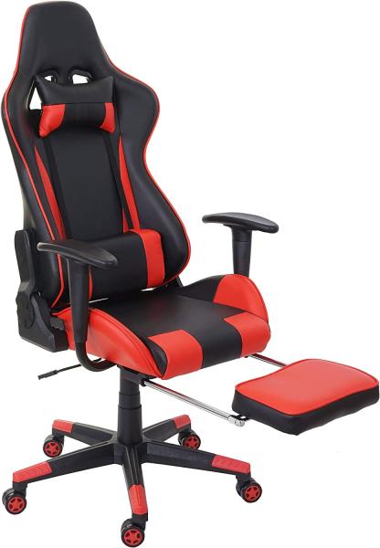 Relax-Bürostuhl HWC-D25 XXL, Schreibtischstuhl Gamingstuhl, 150kg belastbar Fußstütze ~ schwarz/rot