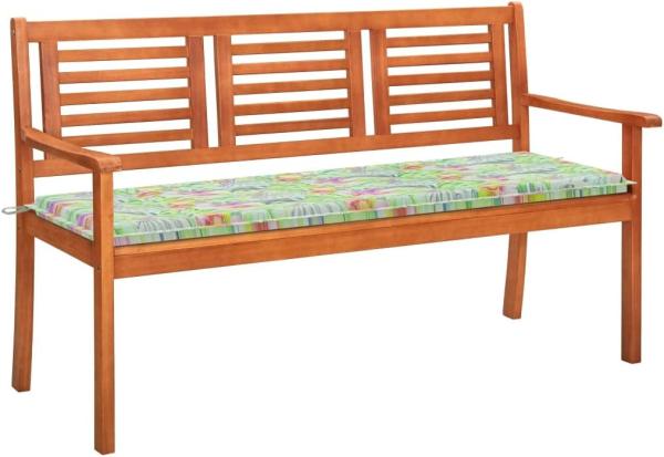 3-Sitzer-Gartenbank mit Auflage 150 cm Massivholz Eukalyptus