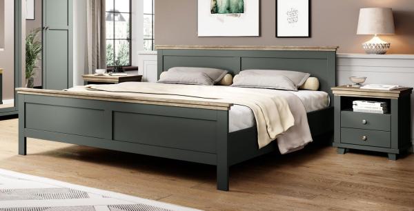 Schlafzimmer-Set "Evora" Bett mit Nachttischen 3-teilig grün eiche lefkas