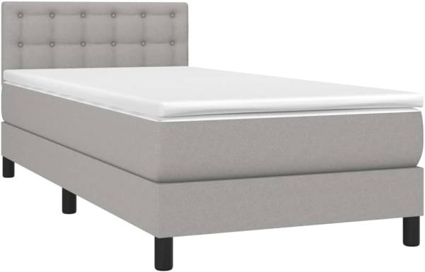 vidaXL Boxspringbett mit Matratze & LED Hellgrau 90x200 cm Stoff, Härtegrad: H2 [3133445]