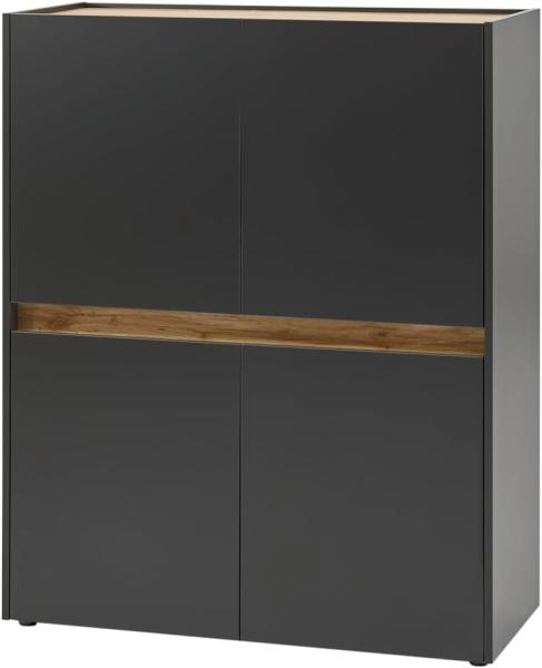 Büroschrank Highboard Büro Center in grau matt und Eiche Wotan 100 x 122 cm