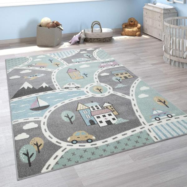 Kinderteppich »Capri 318«, Paco Home, rechteckig, Höhe 9 mm, Straßen-Spiel-Teppich, Kinderzimmer