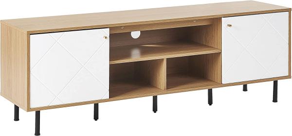 TV-Möbel heller Holzfarbton weiß 160 x 40 x 56 cm PALMER