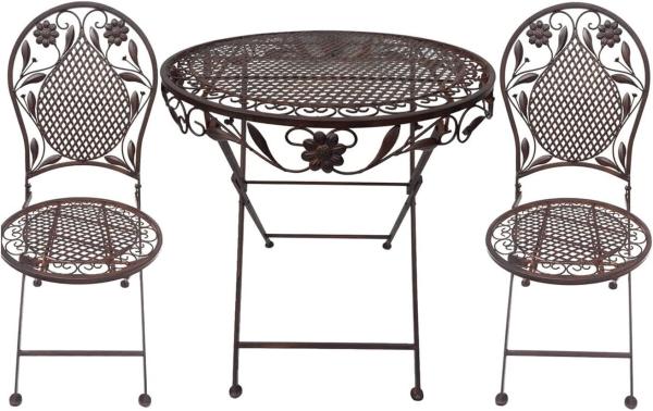 Eisen Bistro Set Antik Design Braun