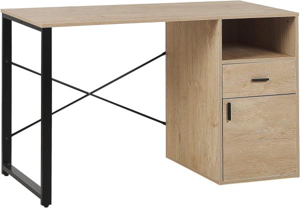 Schreibtisch heller Holzfarbton / schwarz 120 x 60 cm HUSTON